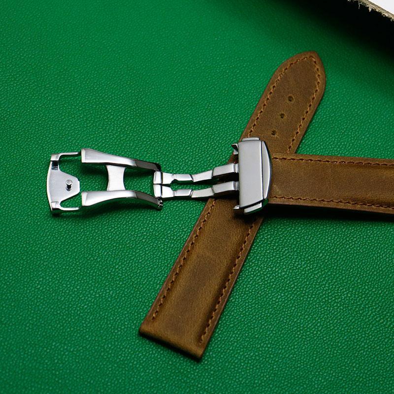 8/28✈Omega Dây Đeo Đồng Hồ Bằng Da Ngựa Điên Có Khóa Cài Phù Hợp Cho seahorse speedmaster butterfly fly