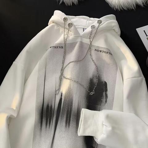 Áo Hoodie Dáng Rộng Màu Đen Phong Cách hip hop Cá Tính Cho Nam Nữ