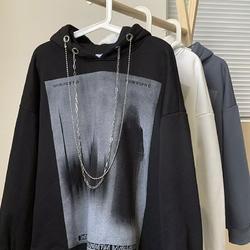 Áo Hoodie Dáng Rộng Màu Đen Phong Cách hip hop Cá Tính Cho Nam Nữ