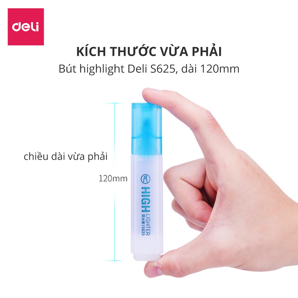 Bút highlight đánh dấu nhớ dòng dạ quang Deli màu pastel phù hợp cho học sinh văn phòng tiện dụng nhanh khô cao cấp