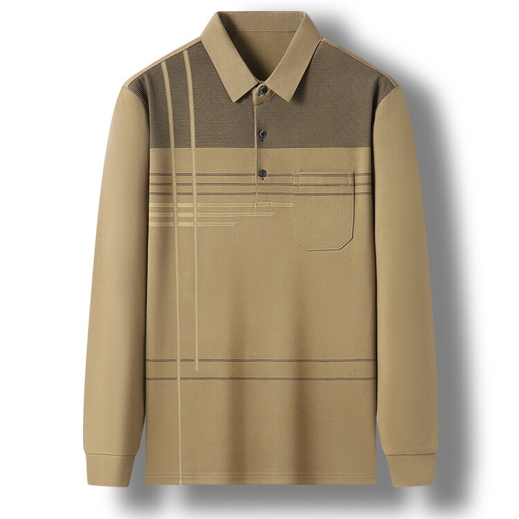 Áo Thun polo Mỏng Tay Dài Dáng Rộng Màu Trơn In Họa Tiết Kẻ Sọc Có Túi Trang Trí Dành Cho Bạn Nam