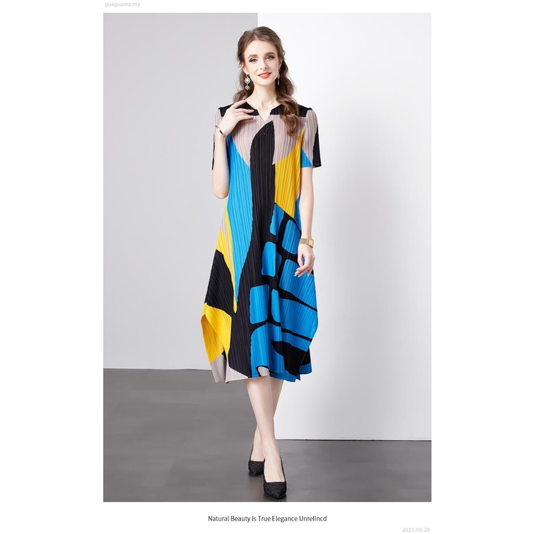 Đầm Chui Đầu Dáng Rộng Tay Ngắn In Hình Cáo Đuôi Xếp Ly Thời Trang Xuân Thu 2023-08 - 27 2023