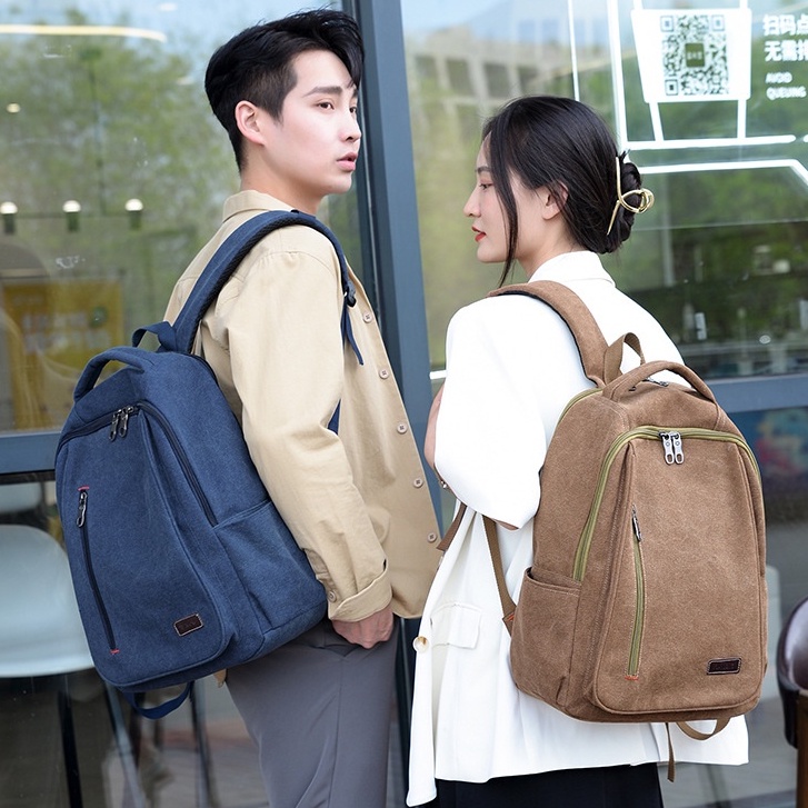 Ba Lô Đi Học Vải canvas Cỡ Lớn Thiết Kế Đơn Giản Thời Trang Cho Nam