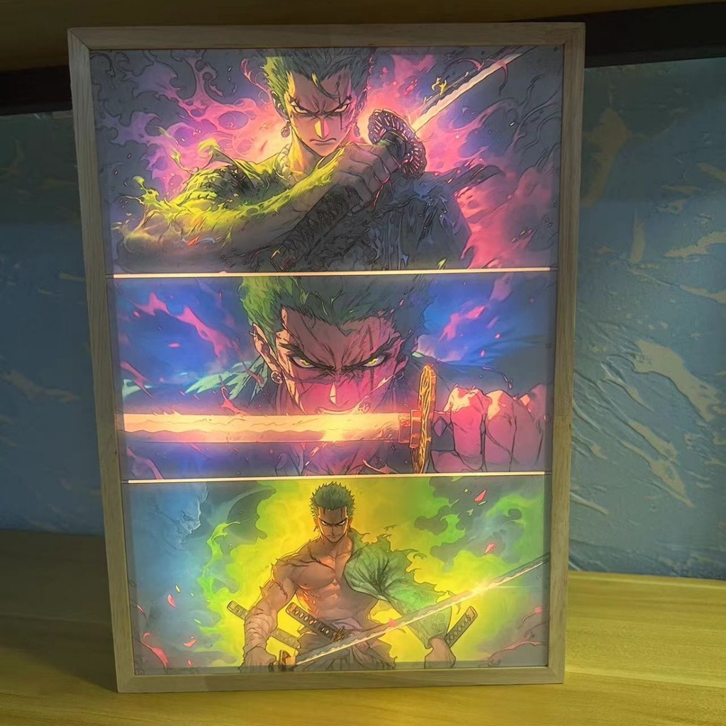 Đèn led 3 Màu Sáng Tạo Treo Tường Trang Trí Phòng / Bàn Làm Việc Hình anime luffy Sume take on me your name card captor sakura Altoa zoro Tím evergarden