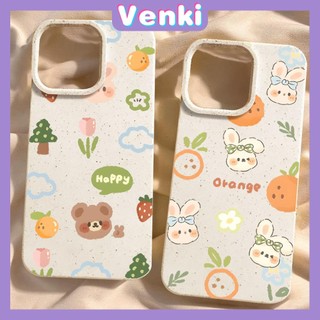 VENKI - Dành cho iPhone 11 Ốp lưng màu trắng có thể phân hủy thân thiện với môi trường Bảo vệ chống sốc Gấu cam dễ thương Tương thích với iPhone 14 Pro max 13 Pro max 12 Pro Max 11 XR XS 7Plus 8Plus