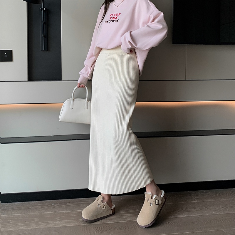 Chân Váy Len Dài Dáng Suông Màu Kẹo Ngọt Thời Trang Thu Đông 2023