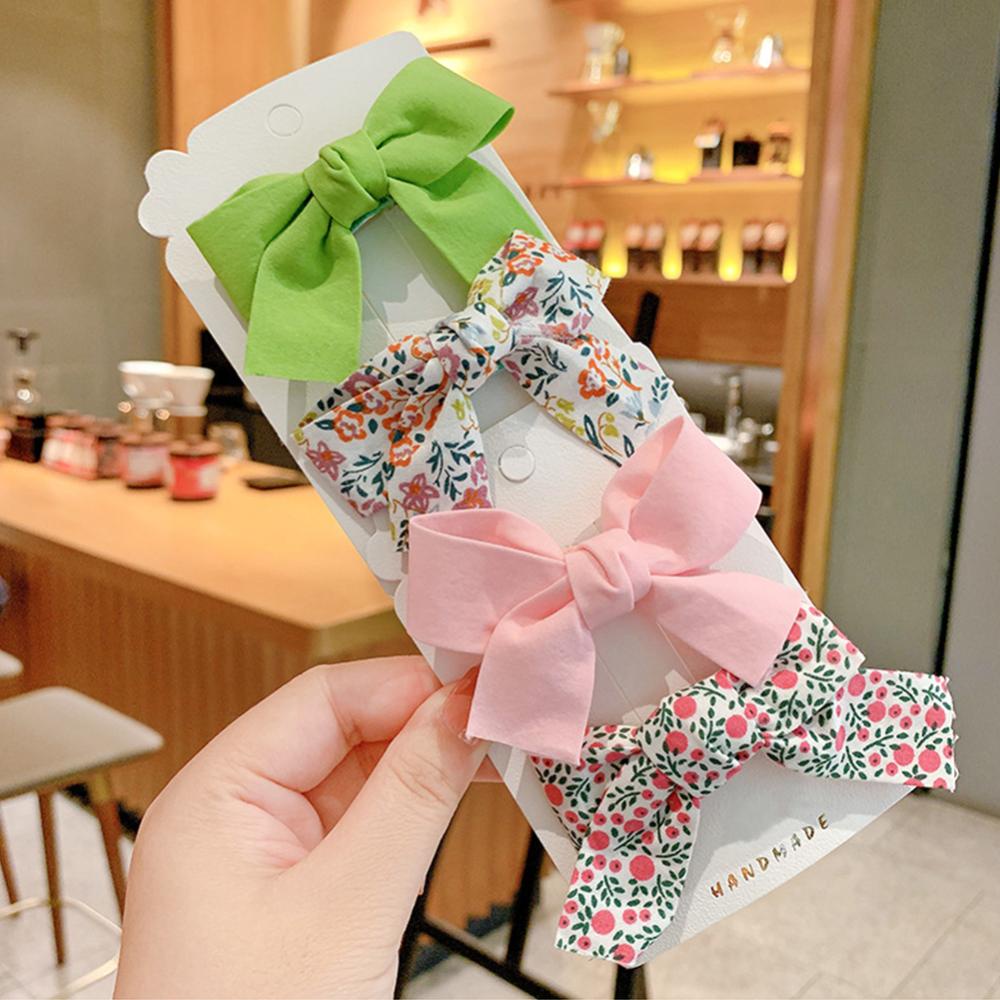 Set 2 Kẹp Tóc Vải Đính Nơ Nhiều Màu Dễ Thương f7r5