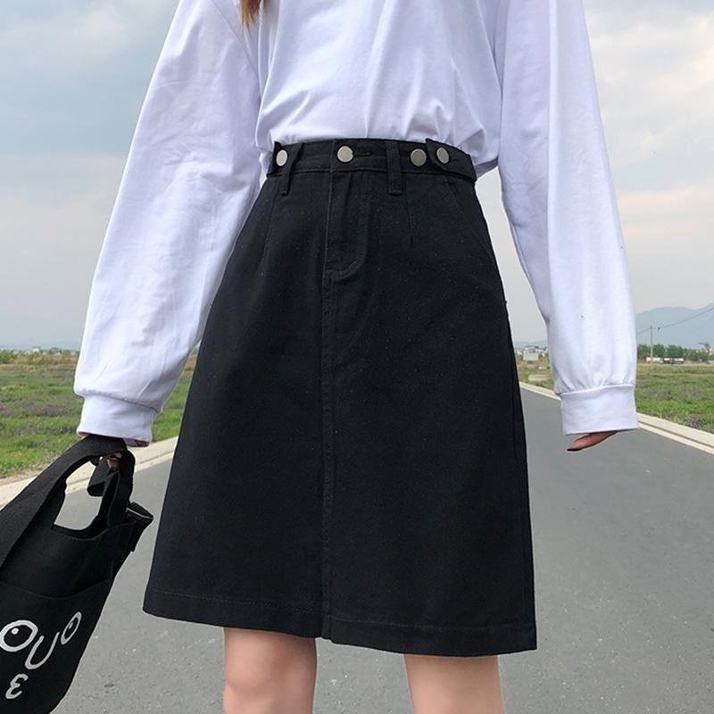 Ielgy Chân váy jean Ngắn Dáng Chữ a Lưng Cao Màu Trắng Thời Trang Mùa Hè Cho Nữ