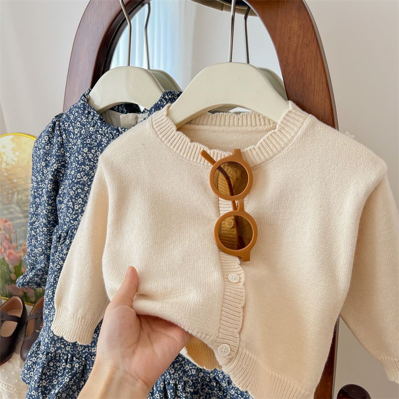 Bộ Áo Khoác cardigan + Chân Váy In Họa Tiết Hoa Phong Cách Phương Tây Thời Trang Xuân Thu Cho Bé Gái