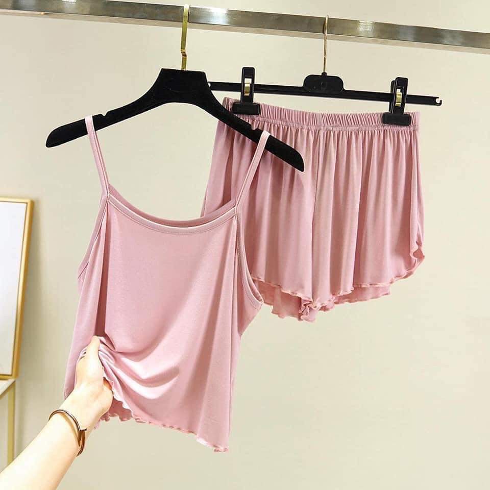 Hot - Bộ ngủ cotton 2 dây mềm mát BC12