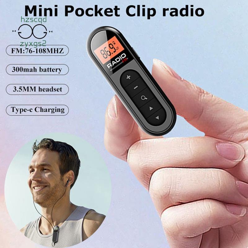Radio fm mini Bỏ Túi Với Màn Hình lcd Và Tai Nghe Có Dây 3.5mm Dễ Sử Dụng