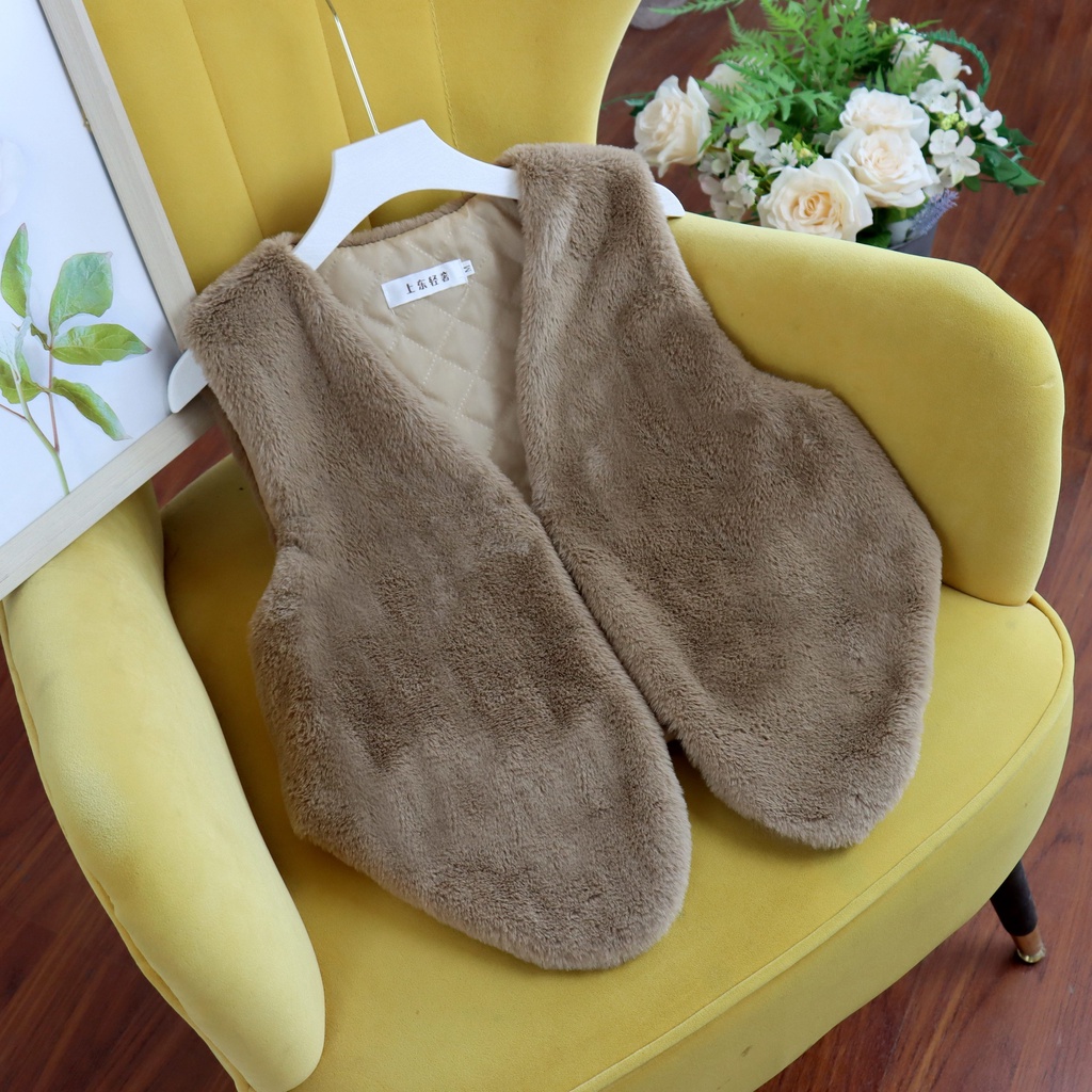 Áo Khoác Lông Thỏ Không Tay Thời Trang Thu Đông Mới Cho Nữ