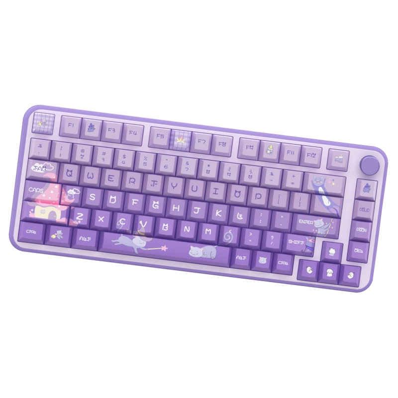 Magic Cat Purple Cute Keycaps Nắp Bàn Phím Cơ 7u Và iso Họa Tiết Mèo Ma Thuật Màu Tím Dễ Thương