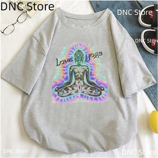 Mới Nữ Màu Xám Áo Thun Phật Huyền Bí Bướm Thiền Yoga Thiền In Áo Femme Thời Trang 90 Áo Thun Bông Tai Kẹp Y2k Áo Sơ Mi Top