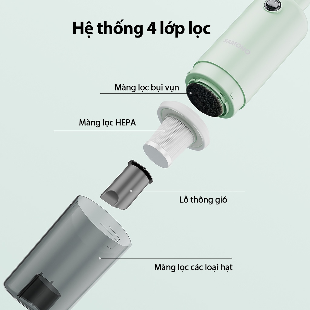 Máy hút bụi cầm tay Samono 15000Pa SW-VCG15 dung tích 800ml 2 trong 1 - Chính Hãng