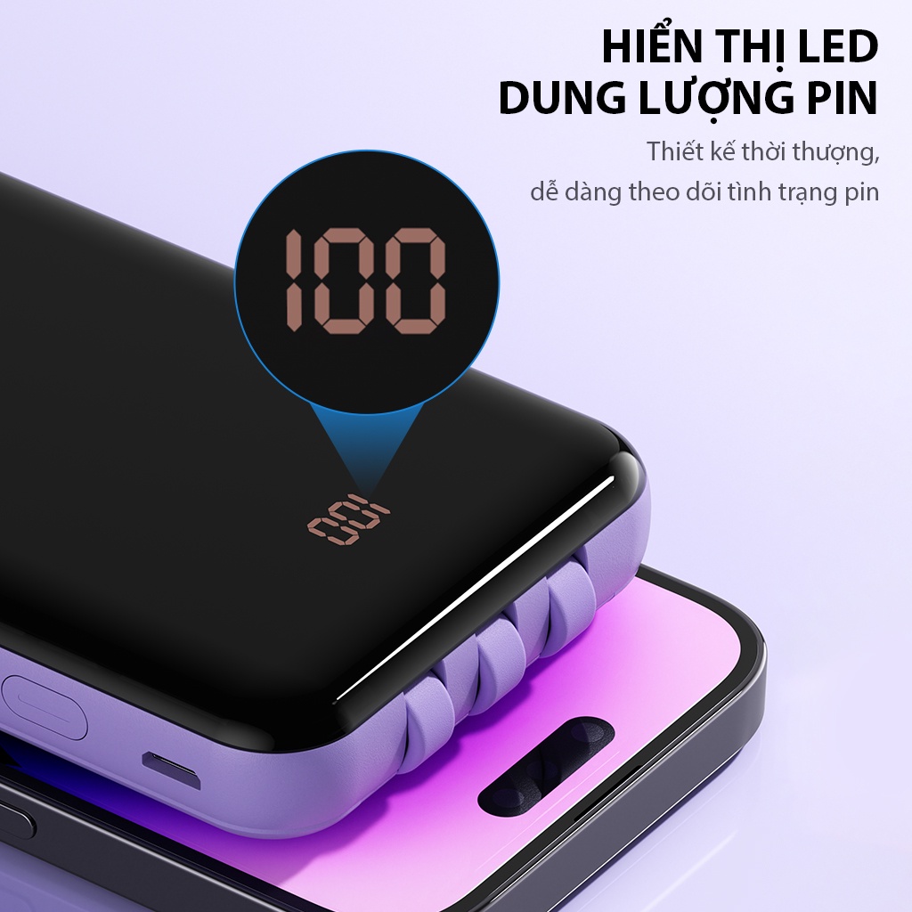 Pin Sạc Dự Phòng ROBOT RP-101L 10.000mAh Tích Hợp Dây Sạc - Chính Hãng
