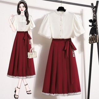 Áo sơ mi tay phồng ôm dáng phong cách trung hoa thời trang mới 2023#贝儿大码女装