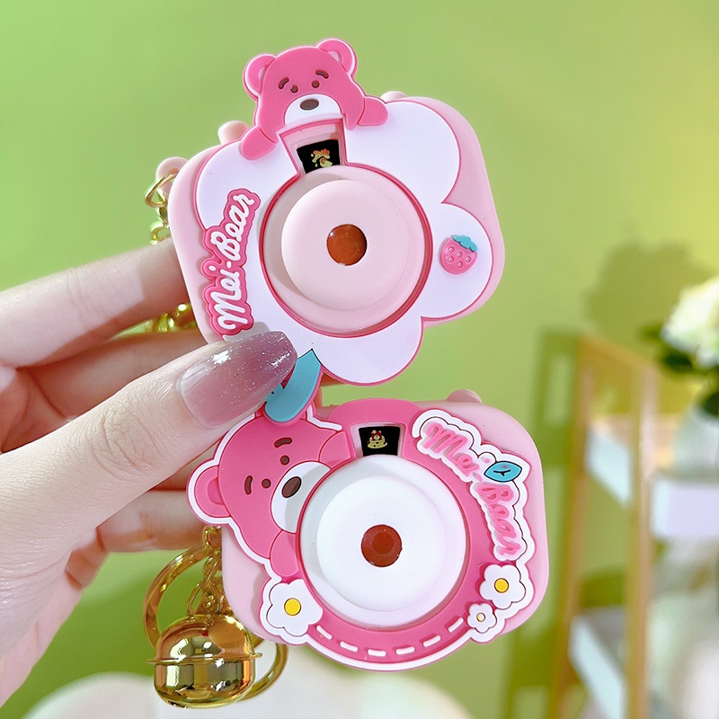 Hoạt Hình Móc Khóa Hình Chú Gấu / Máy Ảnh Màu Hồng Dạ Quang Dễ Thương