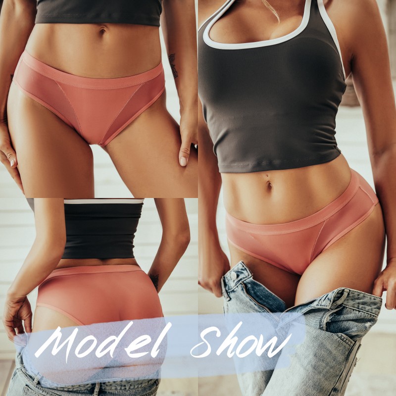 Allofme Quần Lót cotton Phối Lưới Thoáng Khí Thoải Mái Gợi Cảm Cho Nữ m-xxl