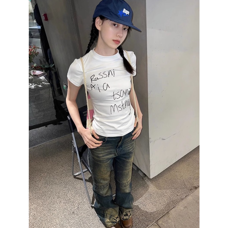 Hana áo phông áo thun nữ croptop baby tee Thời trang hàn quốc Cái mới Độc đáo Stylish Thoải mái A29J2HO 36Z230909