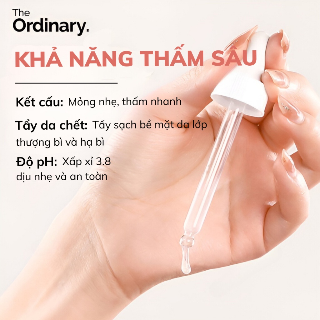 The Ordinary Lactic Acid 5% + HA, Latic Acid 10% + HA, Serum Tẩy Tế Bào Chết Mặt Peel Da, Tinh Chất Dưỡng Sáng Mờ Thâm