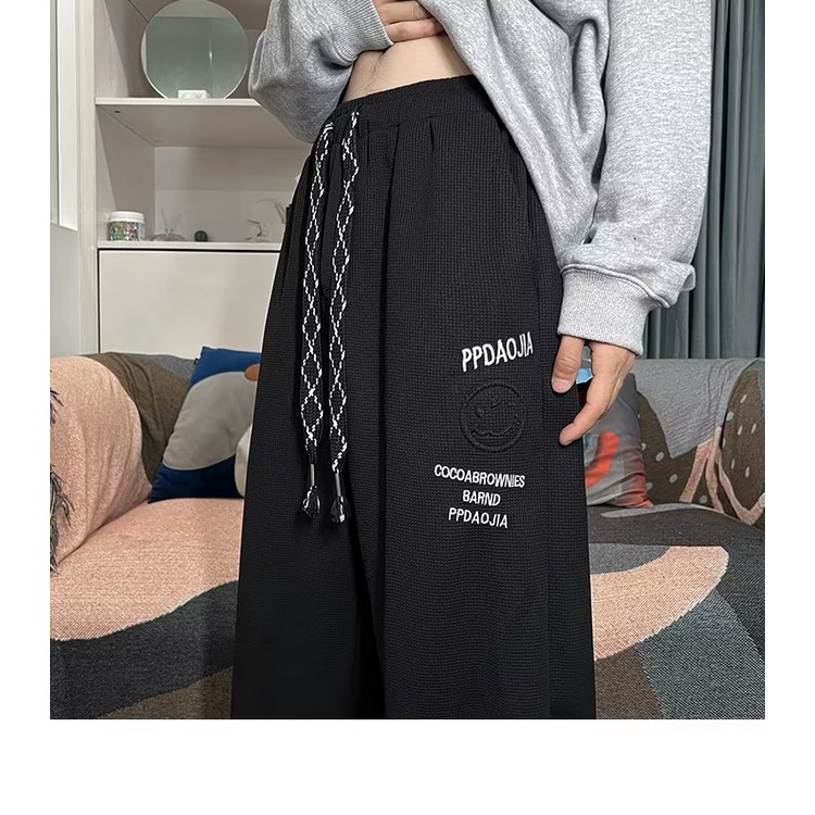 Size 8XL Quần ống rộng Thêu Họa Tiết Waffle Thời Trang Mùa Thu 2023 Cho Nam