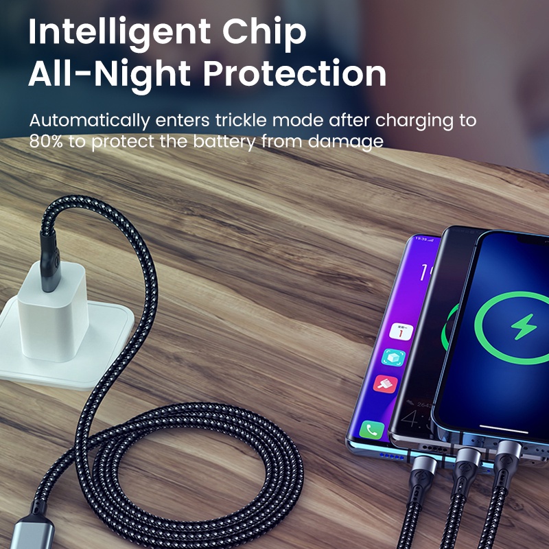 Dây Cáp Sạc Nhanh 100w 6a usb Sang type c 3 Trong 1 Chuyên Dụng Cho huawei xiaomi