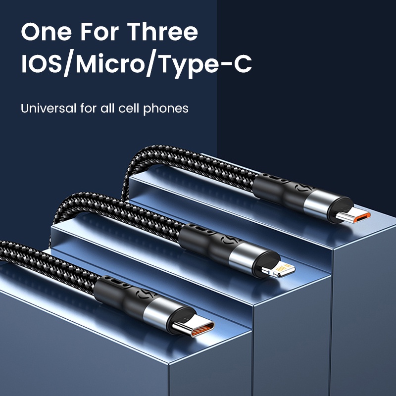Dây Cáp Sạc Nhanh 100w 6a usb Sang type c 3 Trong 1 Chuyên Dụng Cho huawei xiaomi