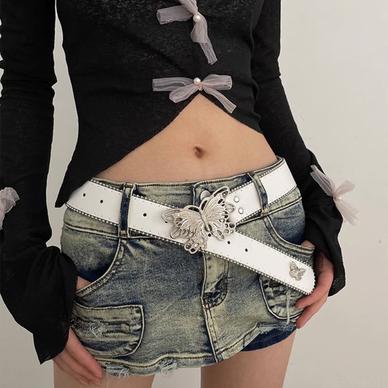 Thắt Lưng Da pu Khóa Hình Bướm y2k Thời Trang Cho Nữ