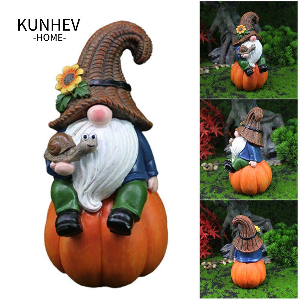 KUNHEV Tượng Bí Ngô mini Dễ Thương Bằng Nhựa resin Thủ Công Trang Trí Sân Vườn Ngoài Trời