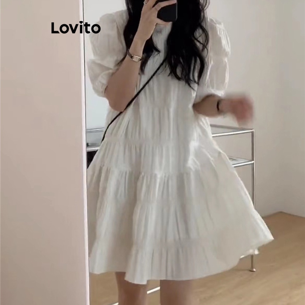 Đầm Lovito cơ bản không tay màu trơn thường ngày cho nữ LNA16150