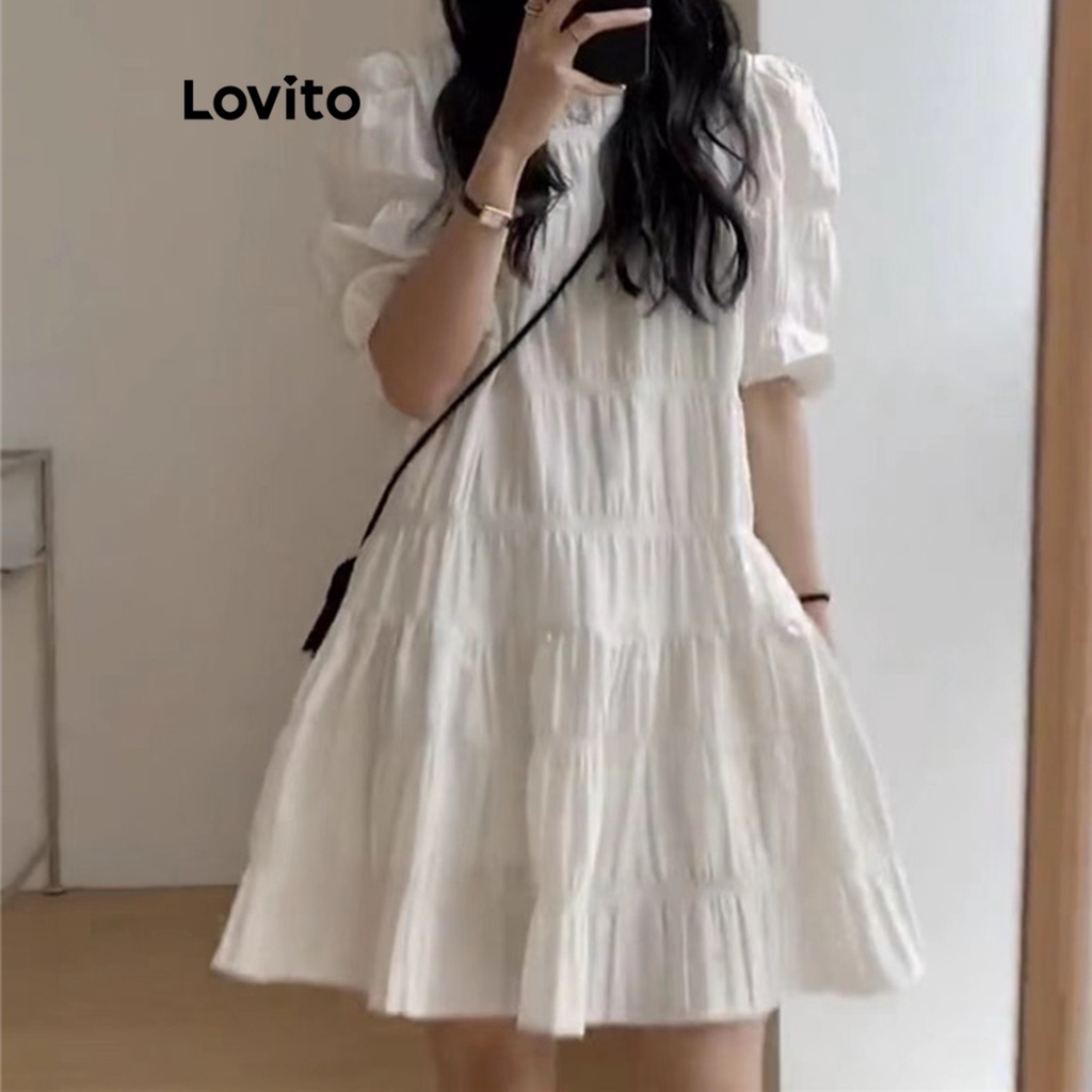 Đầm Lovito cơ bản không tay màu trơn thường ngày cho nữ LNA16150