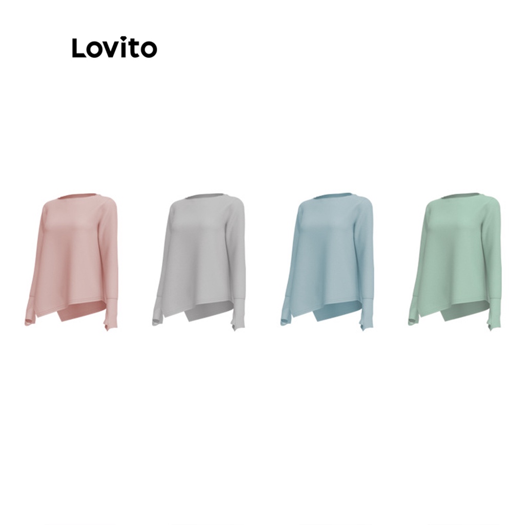 Áo thun Lovito xẻ tà màu trơn thể thao cho nữ LNA13054