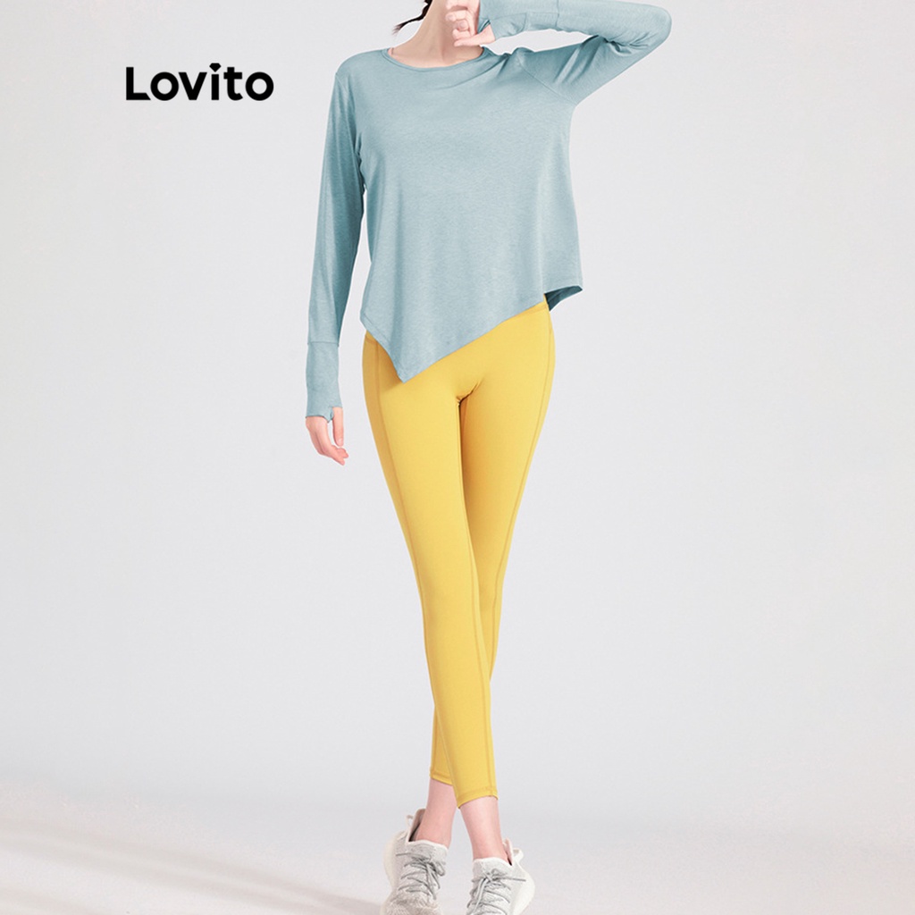 Áo thun Lovito xẻ tà màu trơn thể thao cho nữ LNA13054
