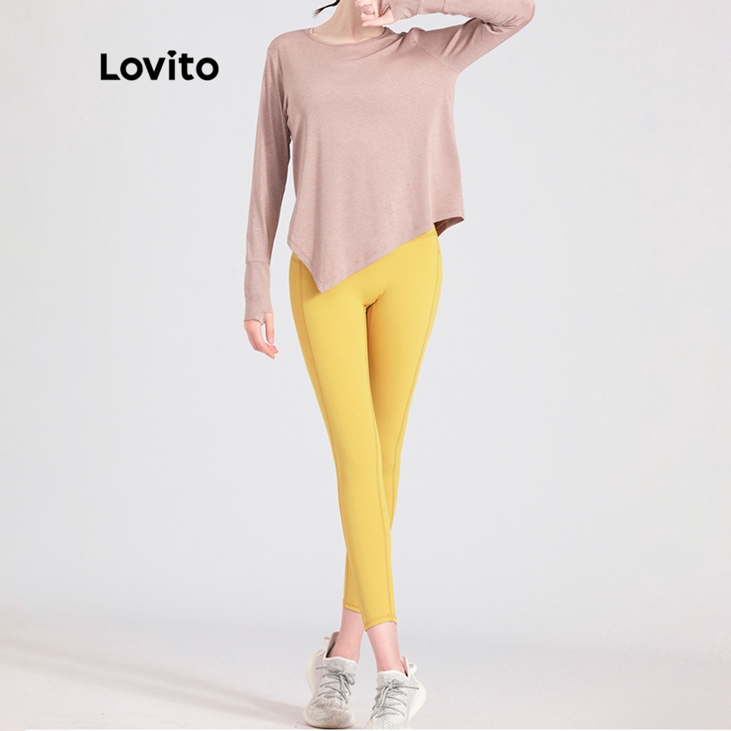 Áo thun Lovito xẻ tà màu trơn thể thao cho nữ LNA13054