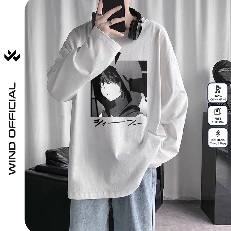 Áo thun tay dài Wind phông unisex form rộng ANIME 02 nam nữ cotton oversize ulzzang