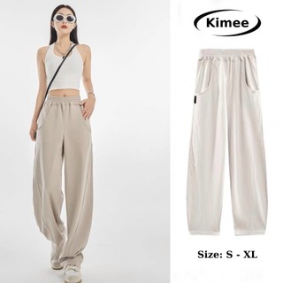 Quần nỉ ống rộng cargo nữ form jogger cạp cao y2k MQ099