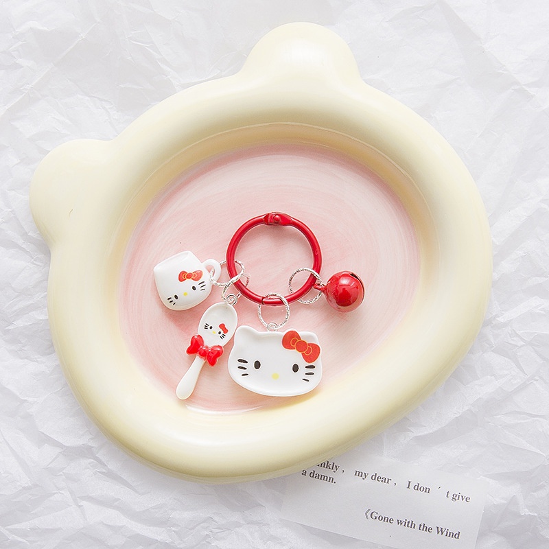 Hoạt Hình set Móc Khóa Kiêm Giá Đỡ Điện Thoại Ba Món Hình Chú Chó cinnamon Dễ Thương