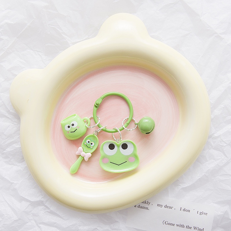 Hoạt Hình set Móc Khóa Kiêm Giá Đỡ Điện Thoại Ba Món Hình Chú Chó cinnamon Dễ Thương