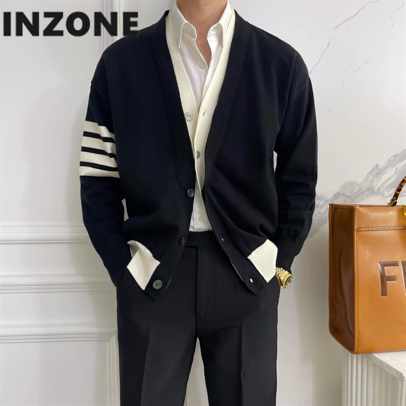 Áo Khoác cardigan Dệt Kim Tay Dài Cổ Chữ v Thời Trang Thu Đông Cho Nam Giới