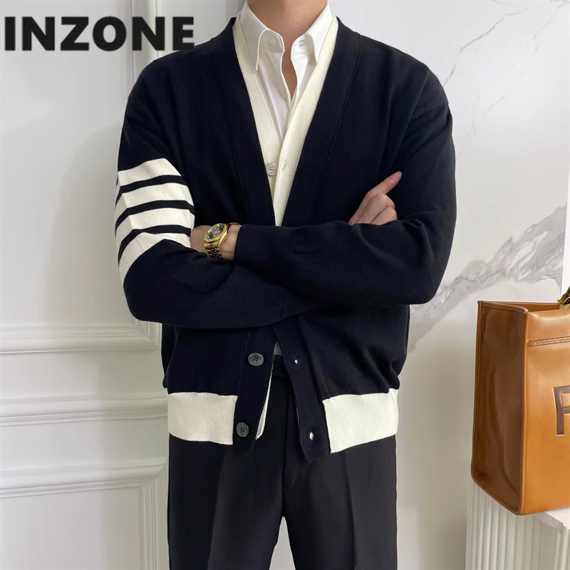 Áo Khoác cardigan Dệt Kim Tay Dài Cổ Chữ v Thời Trang Thu Đông Cho Nam Giới