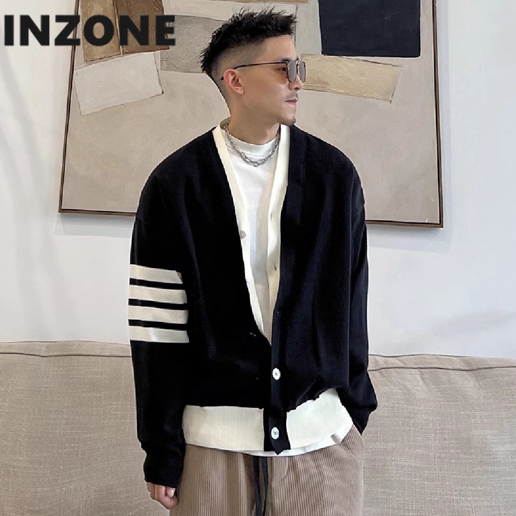 Áo Khoác cardigan Dệt Kim Tay Dài Cổ Chữ v Thời Trang Thu Đông Cho Nam Giới