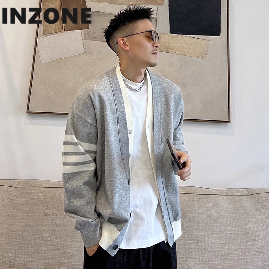 Áo Khoác cardigan Dệt Kim Tay Dài Cổ Chữ v Thời Trang Thu Đông Cho Nam Giới