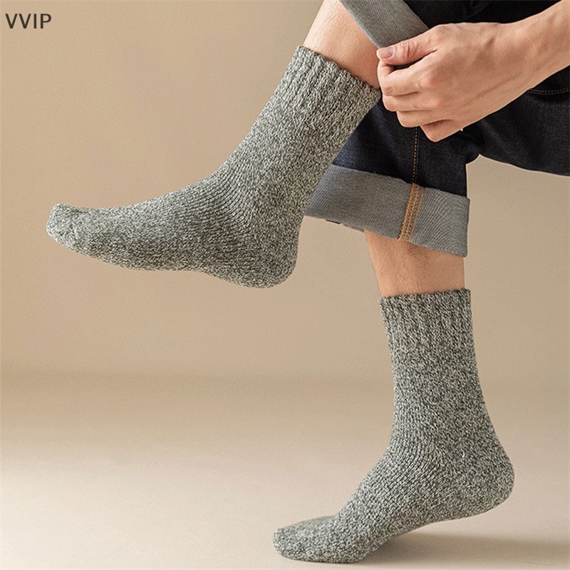 Vvn Vớ Len Siêu Dày Màu Trơn Kẻ Sọc Chống Lạnh Giữ Ấm Mùa Đông Cho Nam qdd