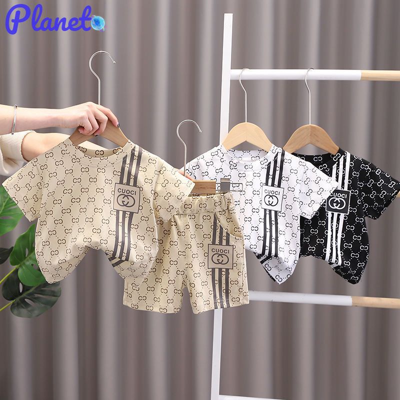 Planet Set Áo Thun Tay Ngắn + Quần short Thoáng Khí Năng Động Hợp Thời Trang Cho Bé Trai