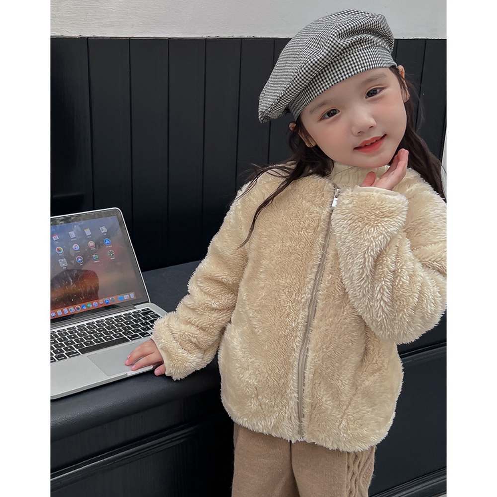 Áo Khoác Tay Dài Đệm Nhung Màu Trơn Giữ Ấm Thời Trang Xuân Thu Cho Bé Trai Và Gái