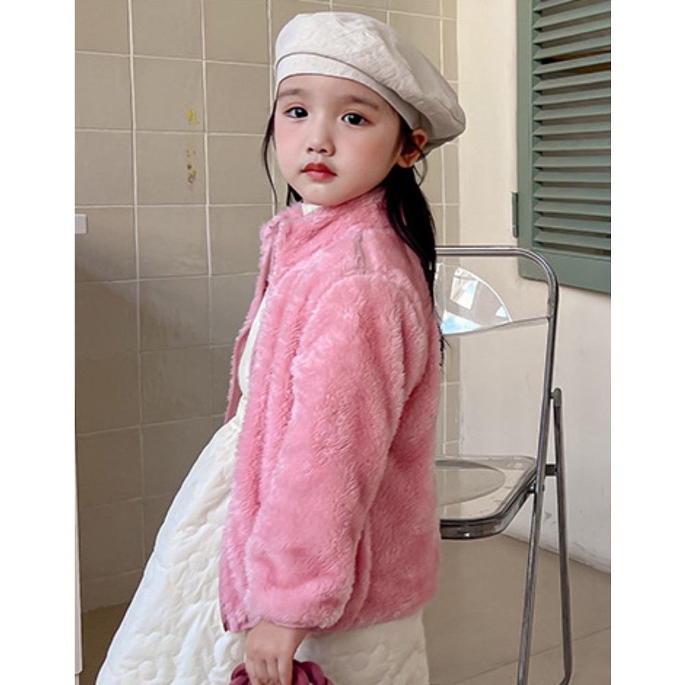 Áo Khoác Tay Dài Đệm Nhung Màu Trơn Giữ Ấm Thời Trang Xuân Thu Cho Bé Trai Và Gái
