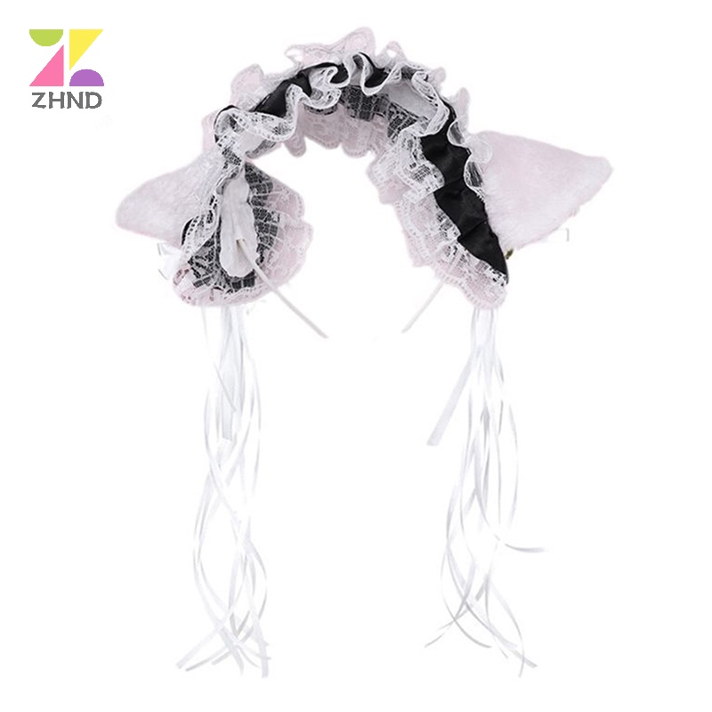 Băng Đô Tai Mèo Phối Ren Và Chuông Hóa Trang Hầu Gái zhuzhengde