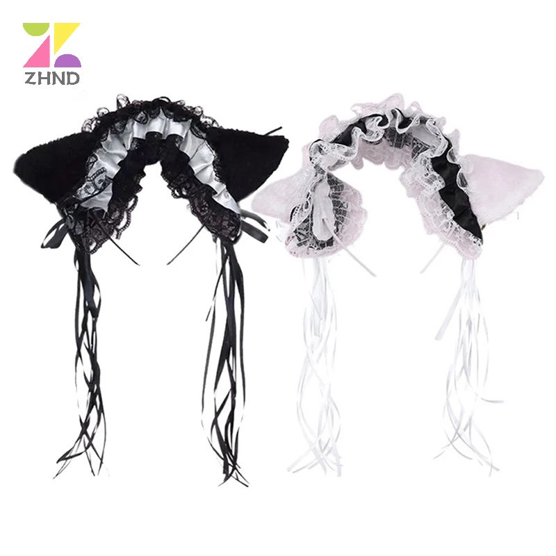 Băng Đô Tai Mèo Phối Ren Và Chuông Hóa Trang Hầu Gái zhuzhengde