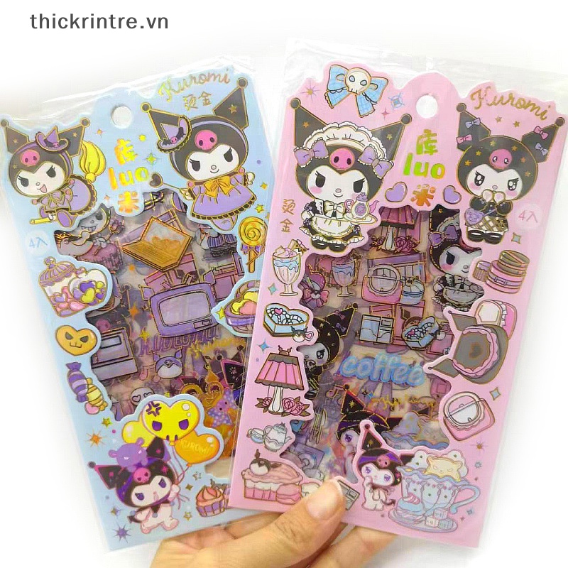 Set 4 Tấm Hình Dán sanrio kuromi Dễ Thương Chất Lượng Cao Trang Trí Sổ Tay diy vn